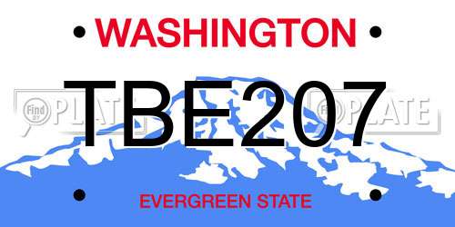 TBE207 Washington License Plate