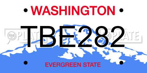 TBE282 Washington License Plate