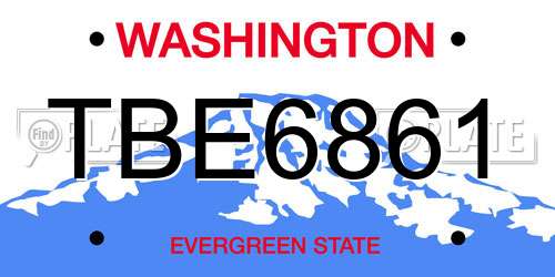 TBE6861 Washington License Plate