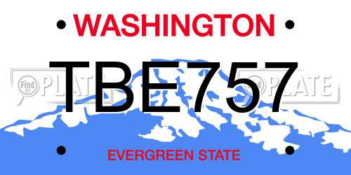 TBE757 Washington License Plate