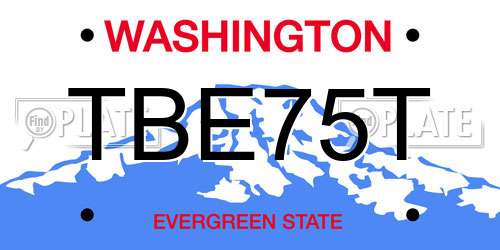 TBE75T Washington License Plate