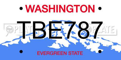 TBE787 Washington License Plate