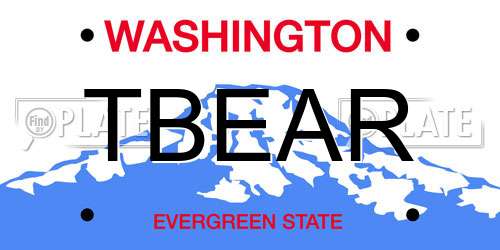 TBEAR Washington License Plate