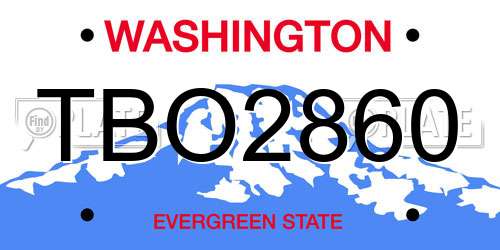 TBO2860 Washington License Plate