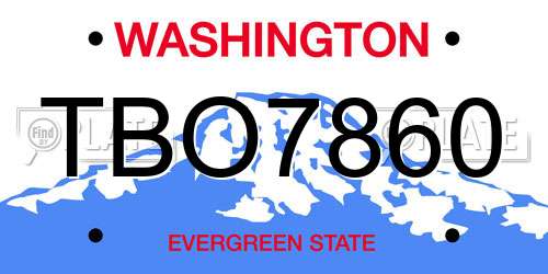 TBO7860 Washington License Plate