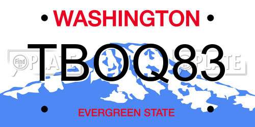 TBOQ83 Washington License Plate