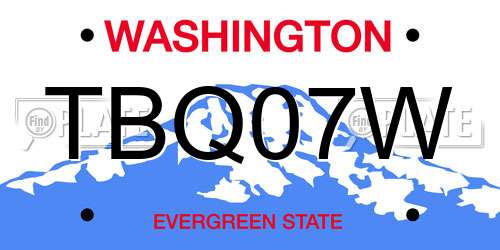 TBQ07W Washington License Plate