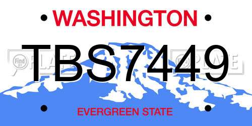 TBS7449 Washington License Plate