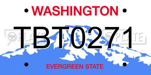TBT0271 Washington License Plate