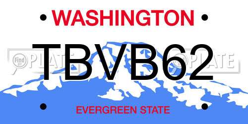 TBVB62 Washington License Plate