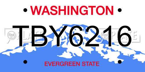 TBY6216 Washington License Plate