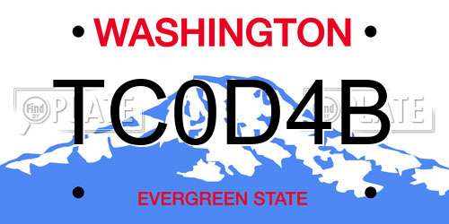 TC0D4B Washington License Plate