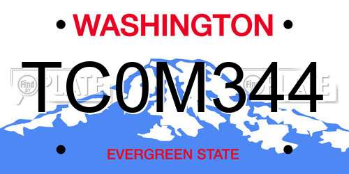 TC0M344 Washington License Plate