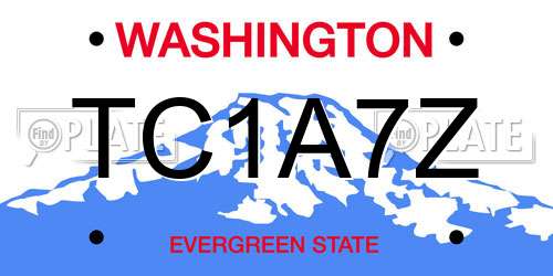 TC1A7Z Washington License Plate