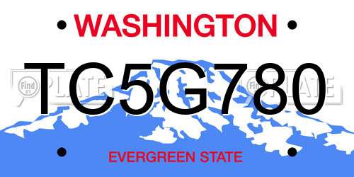 TC5G780 Washington License Plate