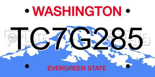 TC7G285 Washington License Plate