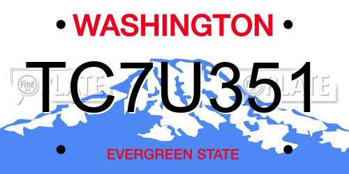 TC7U351 Washington License Plate