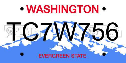 TC7W756 Washington License Plate
