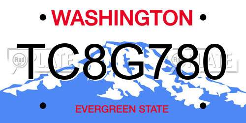 TC8G780 Washington License Plate