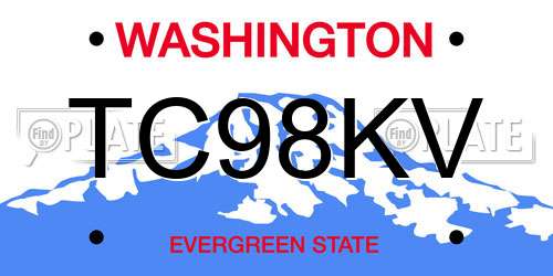 TC98KV Washington License Plate