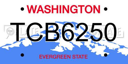 TCB6250 Washington License Plate