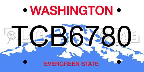 TCB6780 Washington License Plate