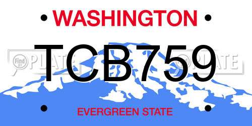 TCB759 Washington License Plate