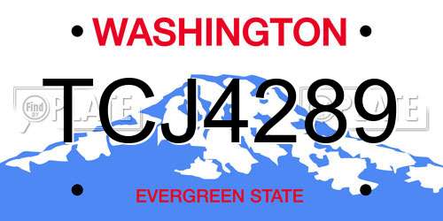 TCJ4289 Washington License Plate
