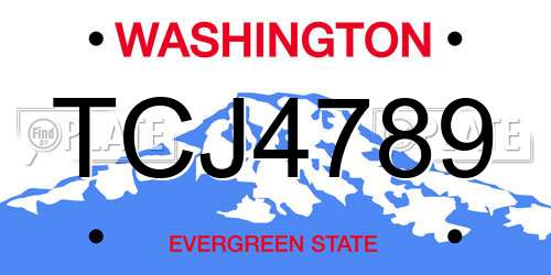 TCJ4789 Washington License Plate