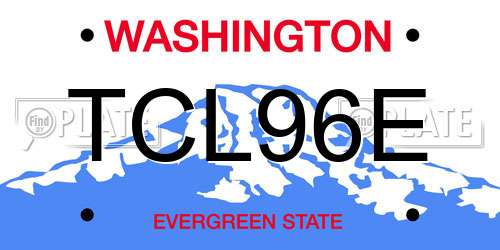 TCL96E Washington License Plate