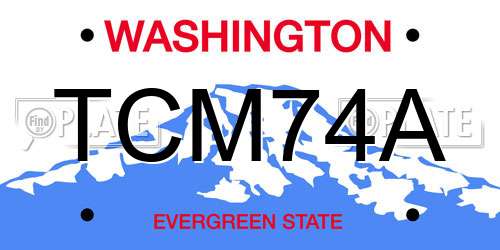 TCM74A Washington License Plate