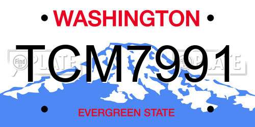 TCM7991 Washington License Plate