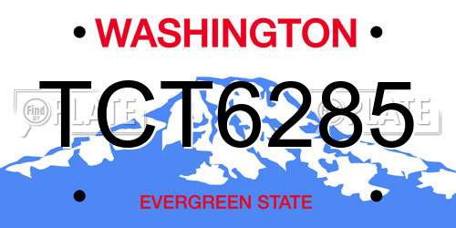 TCT6285 Washington License Plate