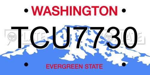 TCU7730 Washington License Plate