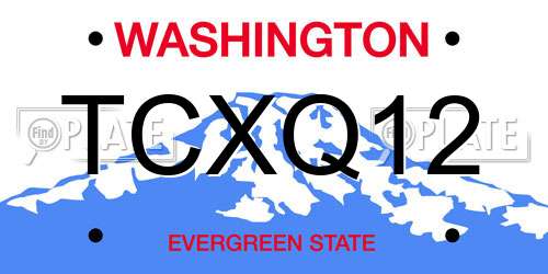 TCXQ12 Washington License Plate