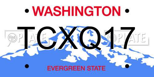 TCXQ17 Washington License Plate