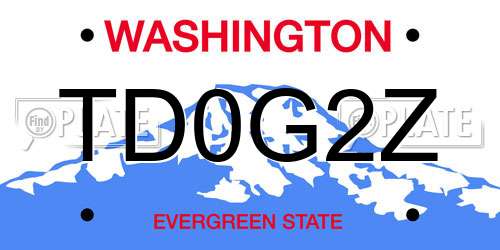 TD0G2Z Washington License Plate