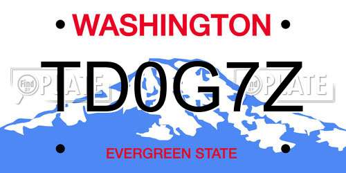 TD0G7Z Washington License Plate