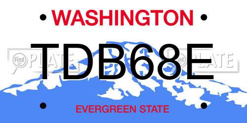 TDB68E Washington License Plate