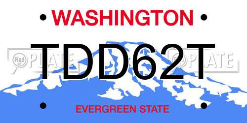 TDD62T Washington License Plate