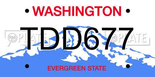 TDD677 Washington License Plate