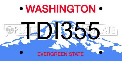 TDI355 Washington License Plate