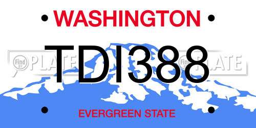 TDI388 Washington License Plate