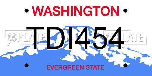 TDI454 Washington License Plate