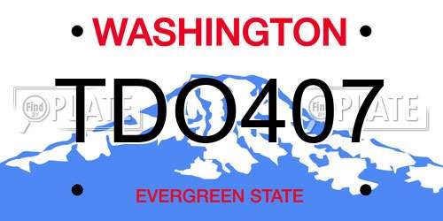 TDO407 Washington License Plate