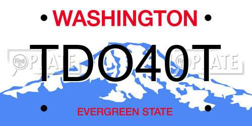 TDO40T Washington License Plate
