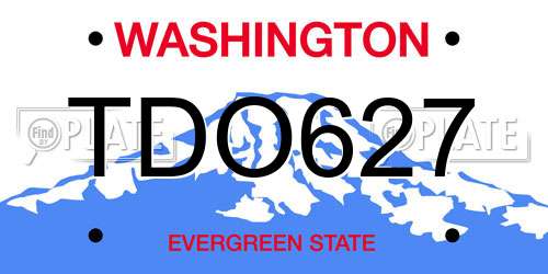 TDO627 Washington License Plate