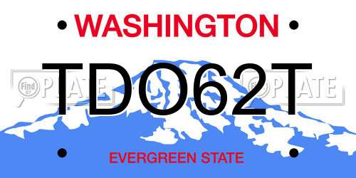 TDO62T Washington License Plate