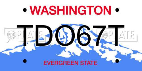 TDO67T Washington License Plate