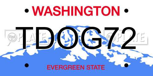 TDOG72 Washington License Plate